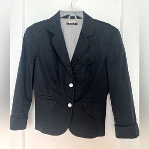 Sisley black blazer with 3/4 sleeves, slight damage (see pics), size 6